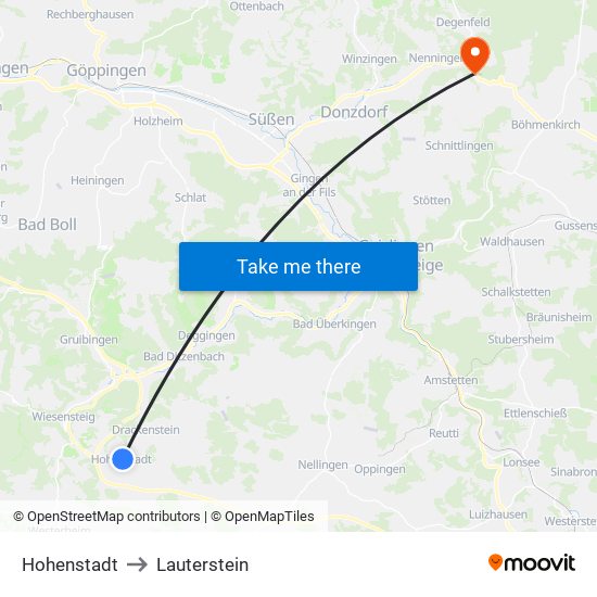 Hohenstadt to Lauterstein map
