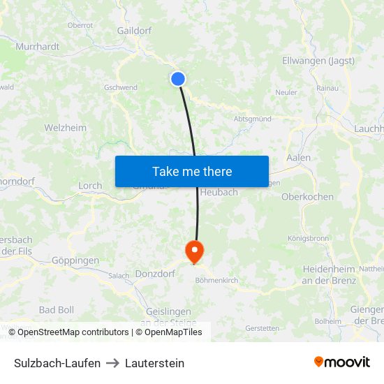 Sulzbach-Laufen to Lauterstein map