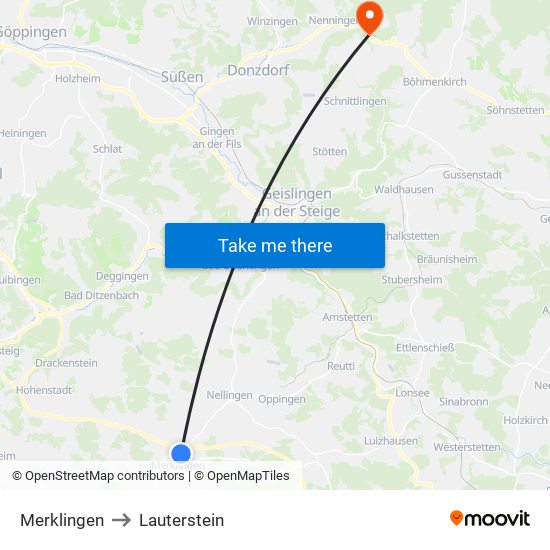 Merklingen to Lauterstein map