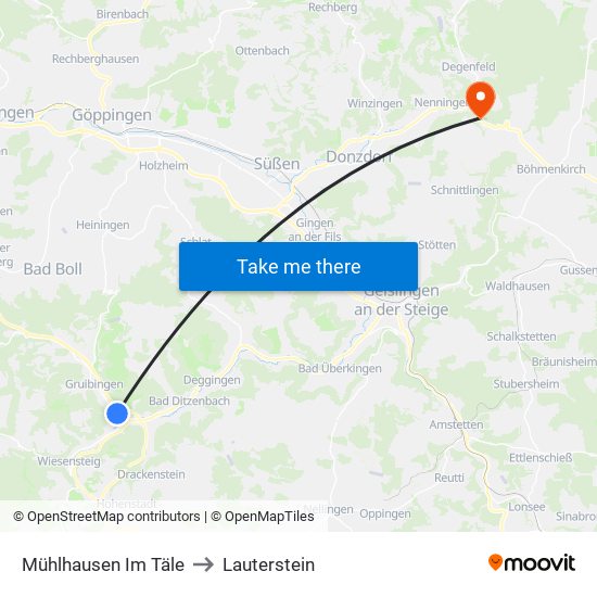 Mühlhausen Im Täle to Lauterstein map