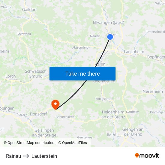 Rainau to Lauterstein map