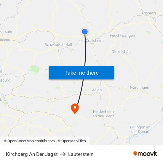Kirchberg An Der Jagst to Lauterstein map