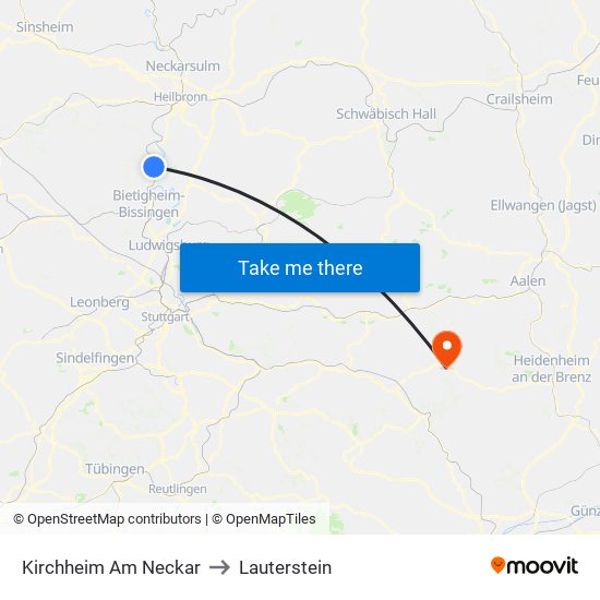 Kirchheim Am Neckar to Lauterstein map