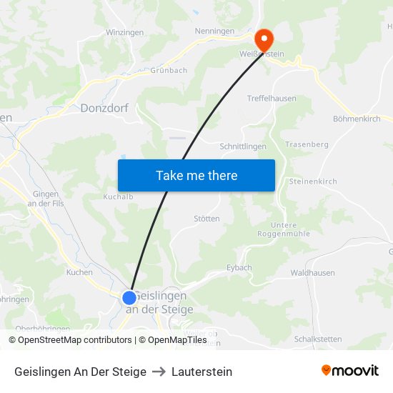 Geislingen An Der Steige to Lauterstein map