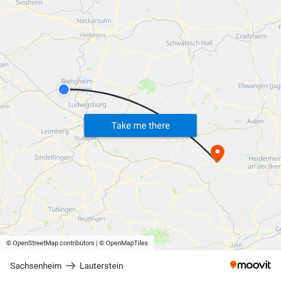 Sachsenheim to Lauterstein map