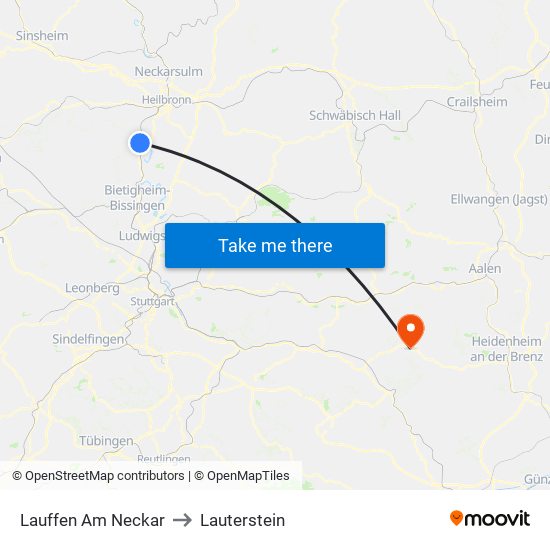 Lauffen Am Neckar to Lauterstein map