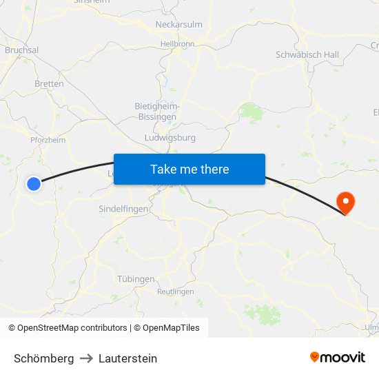 Schömberg to Lauterstein map