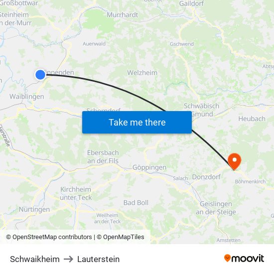 Schwaikheim to Lauterstein map