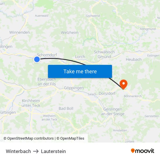 Winterbach to Lauterstein map