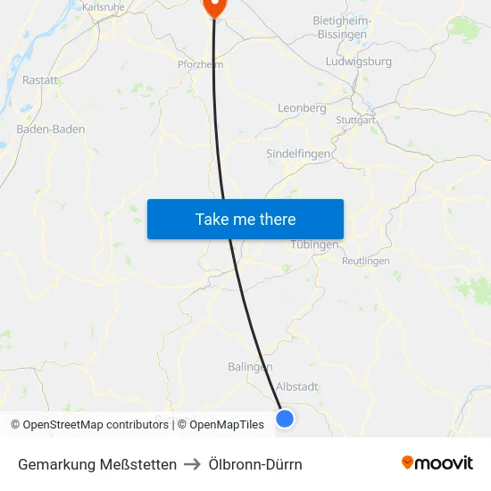 Gemarkung Meßstetten to Ölbronn-Dürrn map