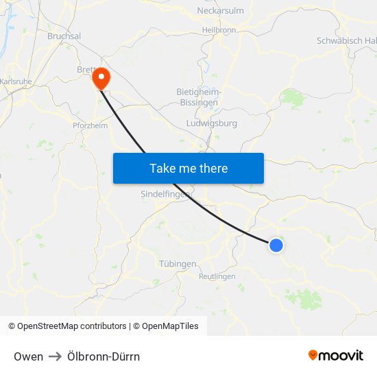 Owen to Ölbronn-Dürrn map