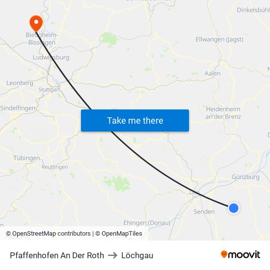 Pfaffenhofen An Der Roth to Löchgau map