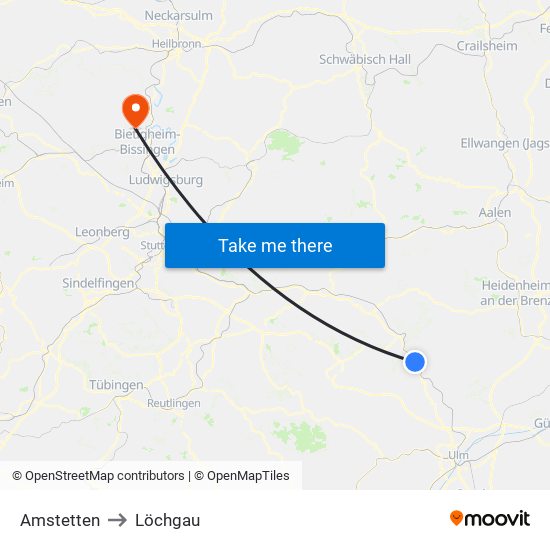 Amstetten to Löchgau map