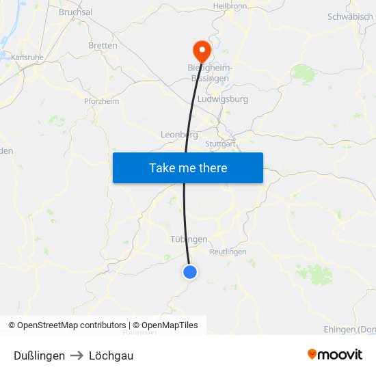 Dußlingen to Löchgau map
