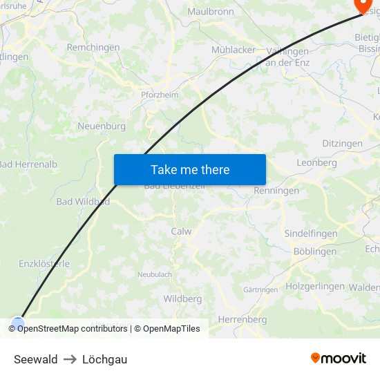 Seewald to Löchgau map