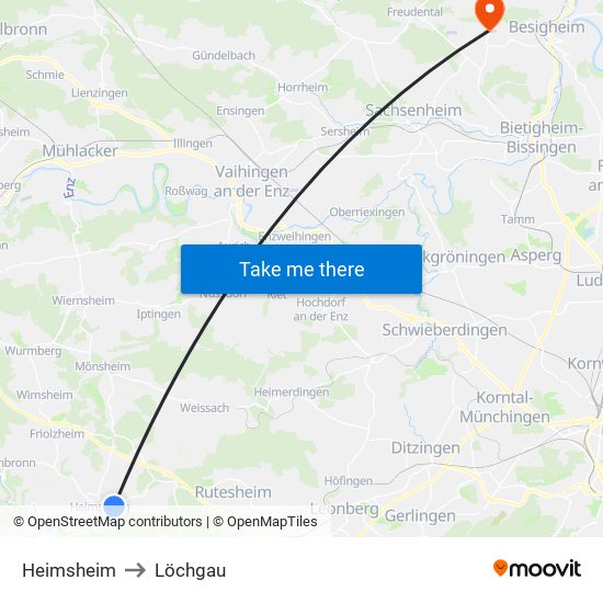 Heimsheim to Löchgau map