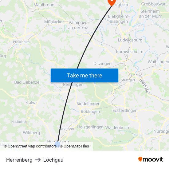 Herrenberg to Löchgau map