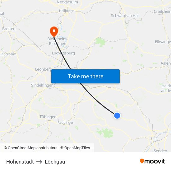 Hohenstadt to Löchgau map