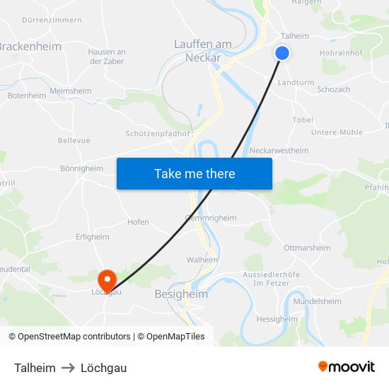 Talheim to Löchgau map