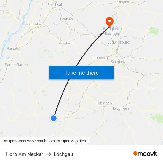 Horb Am Neckar to Löchgau map