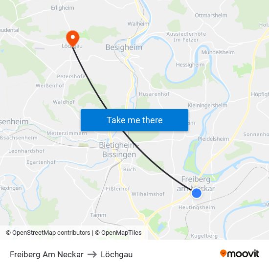 Freiberg Am Neckar to Löchgau map