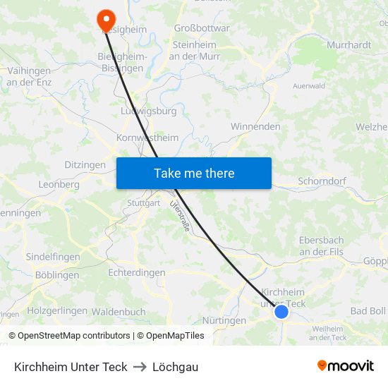 Kirchheim Unter Teck to Löchgau map