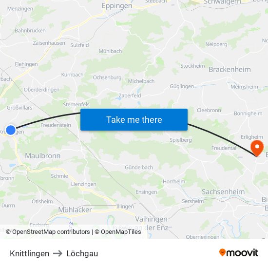 Knittlingen to Löchgau map