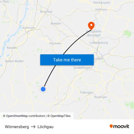 Wörnersberg to Löchgau map