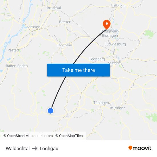 Waldachtal to Löchgau map