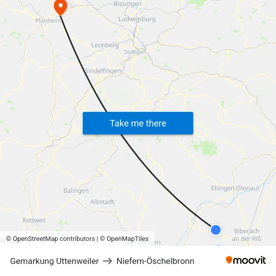 Gemarkung Uttenweiler to Niefern-Öschelbronn map
