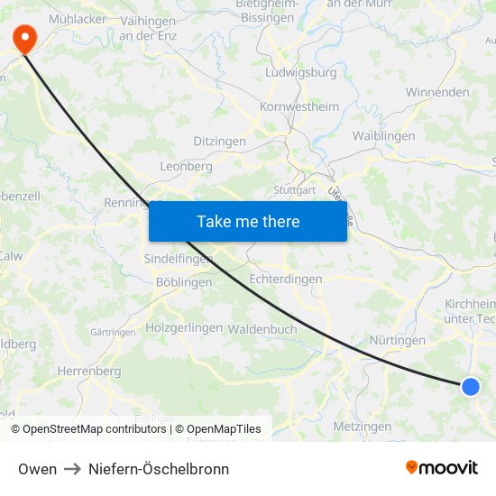 Owen to Niefern-Öschelbronn map