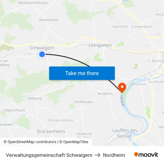 Verwaltungsgemeinschaft Schwaigern to Nordheim map