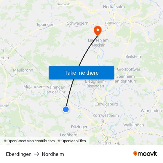 Eberdingen to Nordheim map