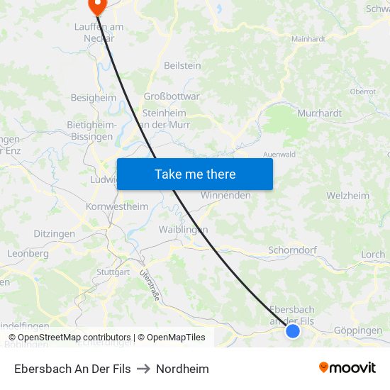 Ebersbach An Der Fils to Nordheim map