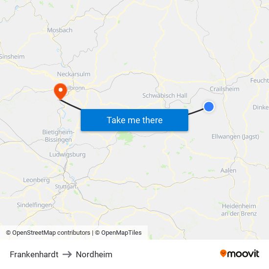 Frankenhardt to Nordheim map