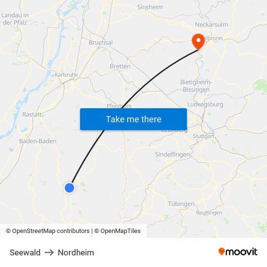 Seewald to Nordheim map