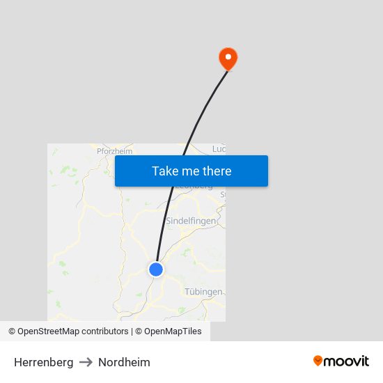 Herrenberg to Nordheim map