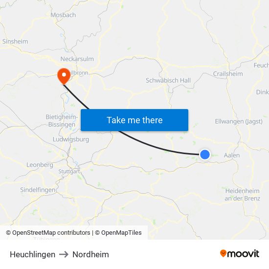 Heuchlingen to Nordheim map