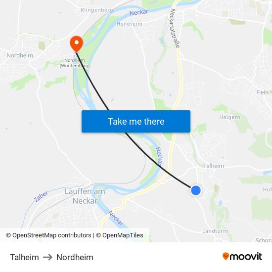 Talheim to Nordheim map