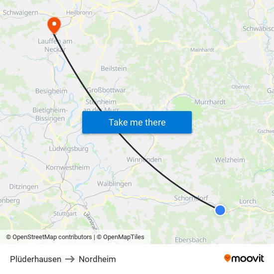 Plüderhausen to Nordheim map