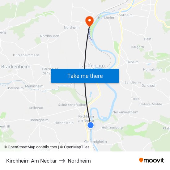 Kirchheim Am Neckar to Nordheim map