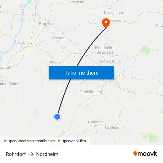 Rohrdorf to Nordheim map