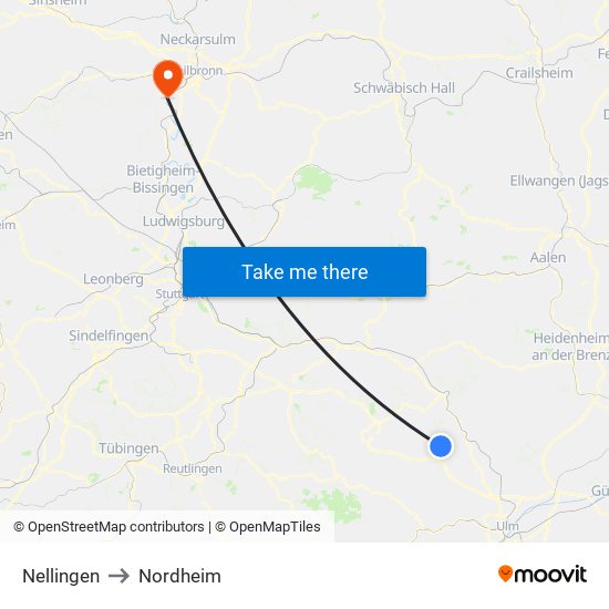 Nellingen to Nordheim map