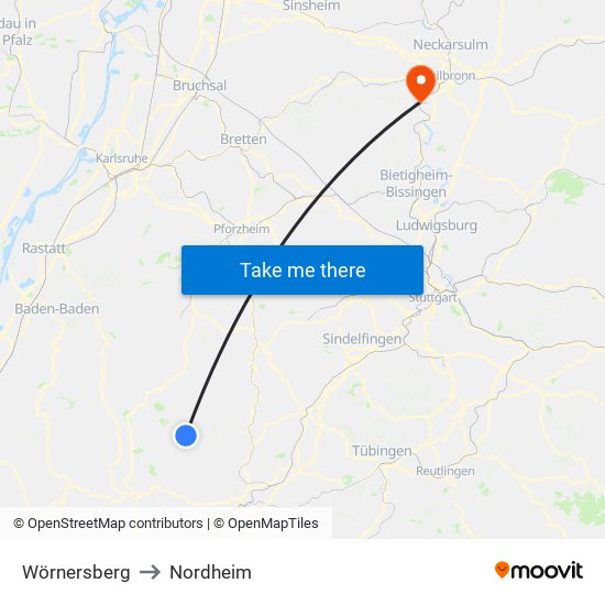 Wörnersberg to Nordheim map