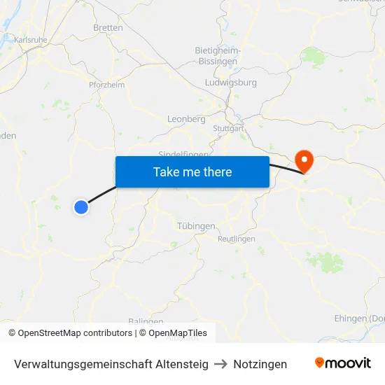 Verwaltungsgemeinschaft Altensteig to Notzingen map