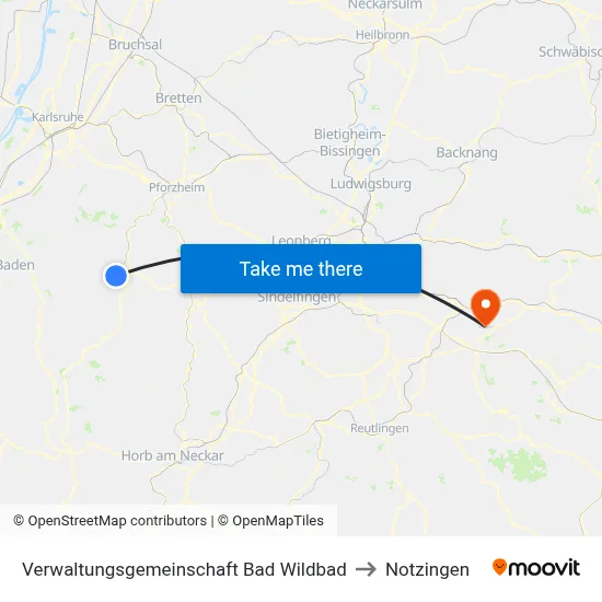 Verwaltungsgemeinschaft Bad Wildbad to Notzingen map