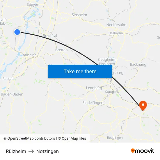 Rülzheim to Notzingen map