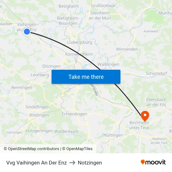 Vvg Vaihingen An Der Enz to Notzingen map
