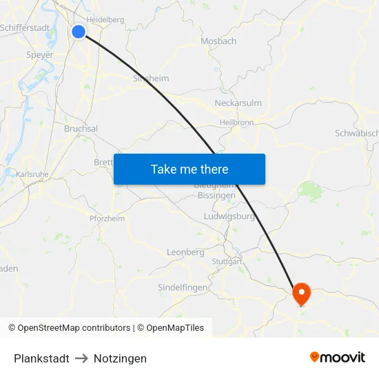 Plankstadt to Notzingen map