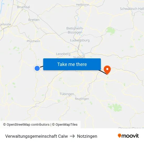 Verwaltungsgemeinschaft Calw to Notzingen map